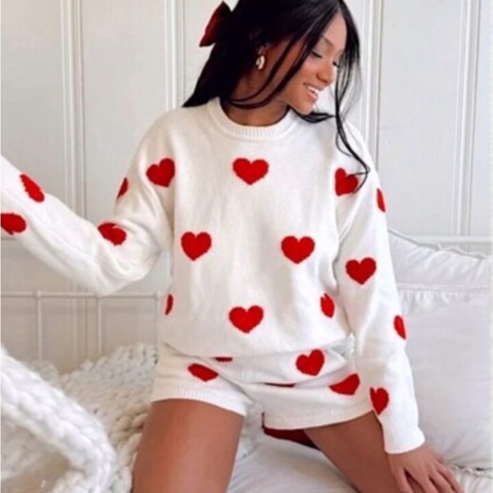 Show Me Your MuMu White and Red Heart sweater ❤️